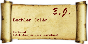 Bechler Jolán névjegykártya